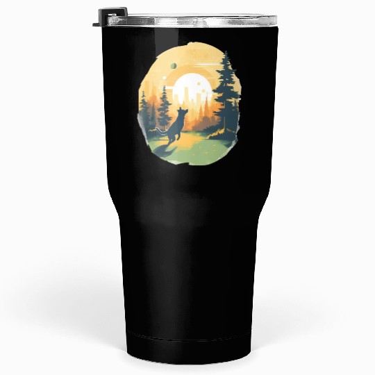 Joyful Dog in Summer Park Tumblers 30 Oz