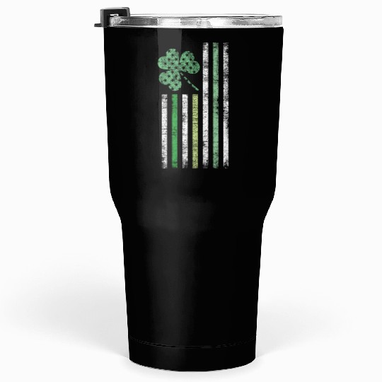 Irish American Flag Design Cool Distressed Style Tumblers 30 Oz