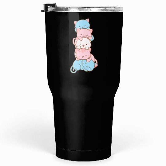 Transgender Pride Flag Cute Kawaii Cats Subtle Tumblers 30 Oz
