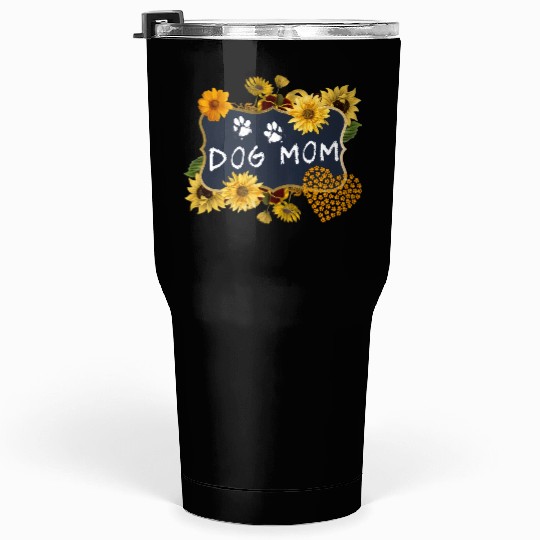 Sunflower Dog Mom Floral Dog Tumblers 30 Oz