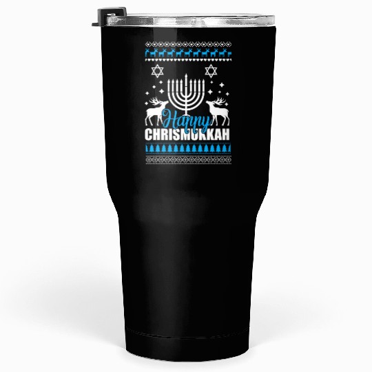 Happy Chrismukkah Ugly Style Tumblers 30 Oz
