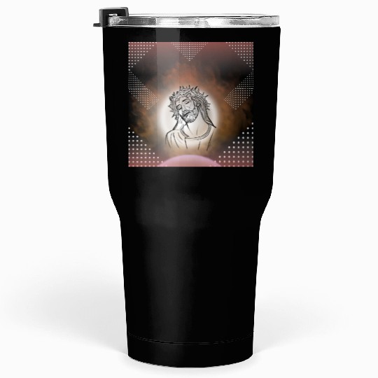 Sacred Jesus with Crown of Thorns Illustration Tumblers 30 Oz