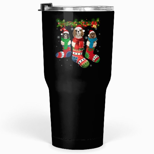 Three Cavalier King Charles Spaniel In Sock Tumblers 30 Oz