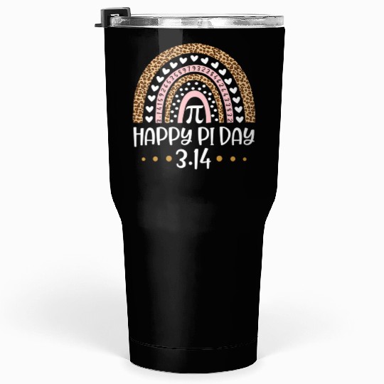 Happy Pi Day Mathematic Math Teacher Leopard Rainb Tumblers 30 Oz
