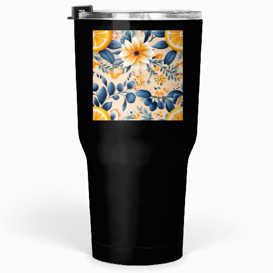Yellow Lemon Floral Detailed Summer Collection 02 Tumblers 30 Oz