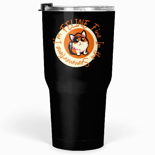 I'm FELINE Fine | Cat Lover Summer Animal Party Tumblers 30 Oz