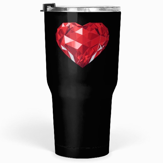 Shining red diamond heart Tumblers 30 Oz