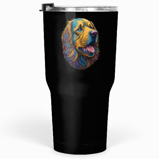 Colorful Dog Golden Retriever Tumblers 30 Oz