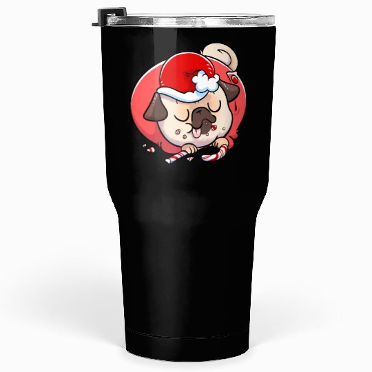 Pug Elf Candy Cane Tumblers 30 Oz