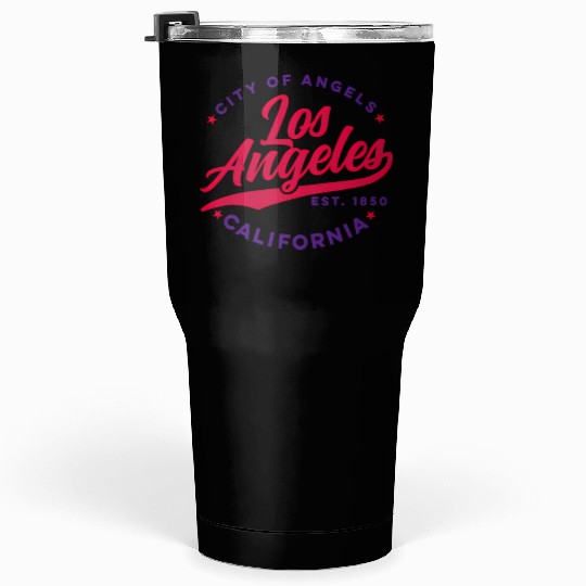 Los Angeles City Of Angels California Red Text Tumblers 30 Oz