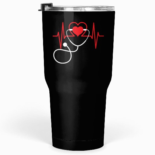 Funny Heart Beats Nurse Nursing Doctor Medical Tumblers 30 Oz
