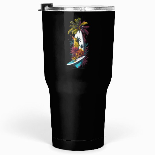 Surfing board tropical Tumblers 30 Oz