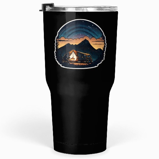 Camper Sitting By A Campfire Tumblers 30 Oz