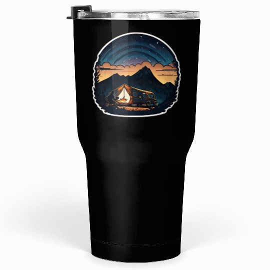 Camper Sitting By A Campfire Tumblers 30 Oz