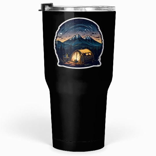 A Camper Sitting By A Campfire Tumblers 30 Oz
