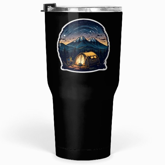 A Camper Sitting By A Campfire Tumblers 30 Oz