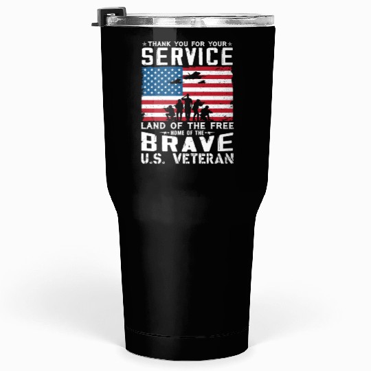 US Army Veteran Land Of The Free Tumblers 30 Oz
