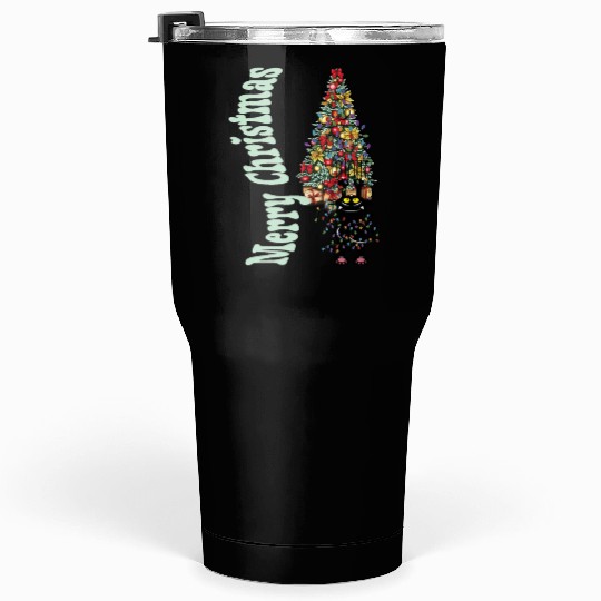 Cat Tangled In the Christmas Tree Lights Tumblers 30 Oz