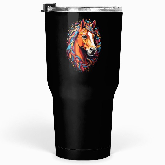 Sweet horse design - colorful horse silhouette Tumblers 30 Oz