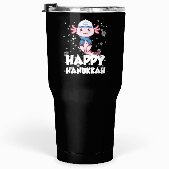 Happy Hanukkah Axolotl Kawaii Cute Axolotl Lover Tumblers 30 Oz