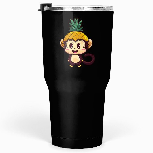 Tropical monkey with pineapple helmet Tumblers 30 Oz