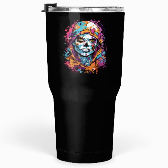 Colored Skull: Vibrant Mystery Tumblers 30 Oz