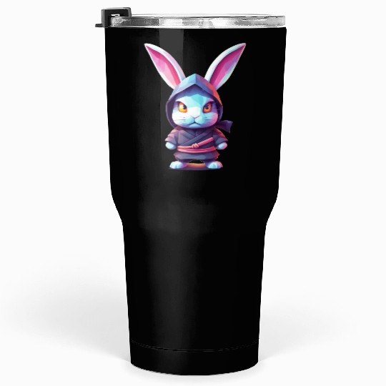 Fierce Elegance: Pastel Rabbit Ninja Unleashed Tumblers 30 Oz