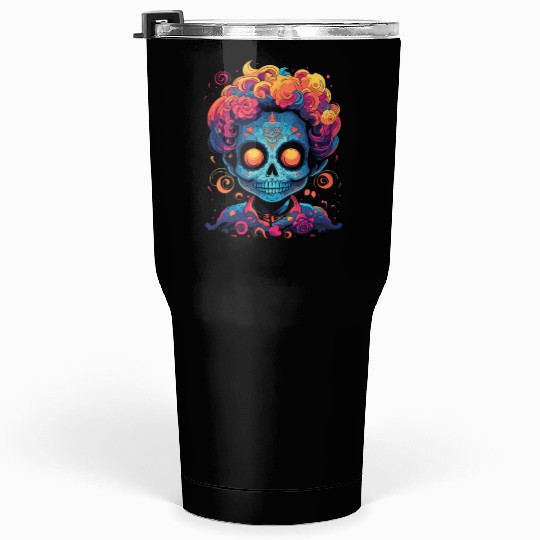 Dia De Los Muertos Sugar Skull Mexican Holiday Tumblers 30 Oz