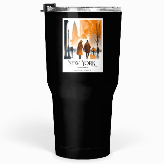 Watercolor painting loving couple in New York City Tumblers 30 Oz