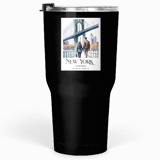 Watercolor painting loving couple in New York City Tumblers 30 Oz