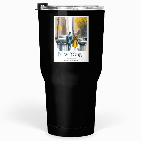 Watercolor painting loving couple in New York City Tumblers 30 Oz