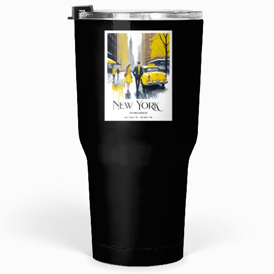 Watercolor painting loving couple in New York City Tumblers 30 Oz