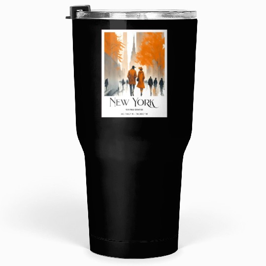 Watercolor painting loving couple in New York City Tumblers 30 Oz