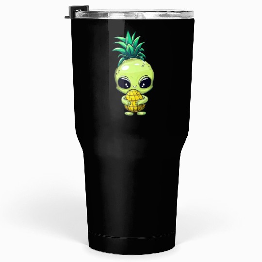 Pineapple-Hair Alien: Green & Funny Tumblers 30 Oz