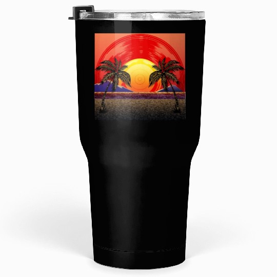 Sunset Vinyl Records Tumblers 30 Oz
