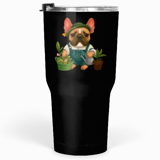 Frenchie The Gardener Drawing Tumblers 30 Oz