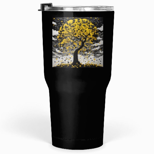 black tree and Wonderful yellow foliage Tumblers 30 Oz