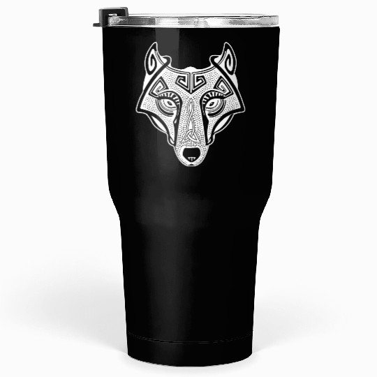 Viking wolf white Fenrir valhalla Tumblers 30 Oz