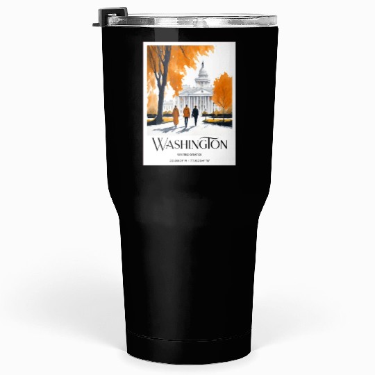 Watercolor painting loving couple in Washington DC Tumblers 30 Oz