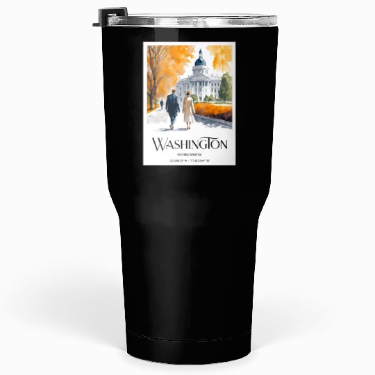 Watercolor painting loving couple in Washington DC Tumblers 30 Oz