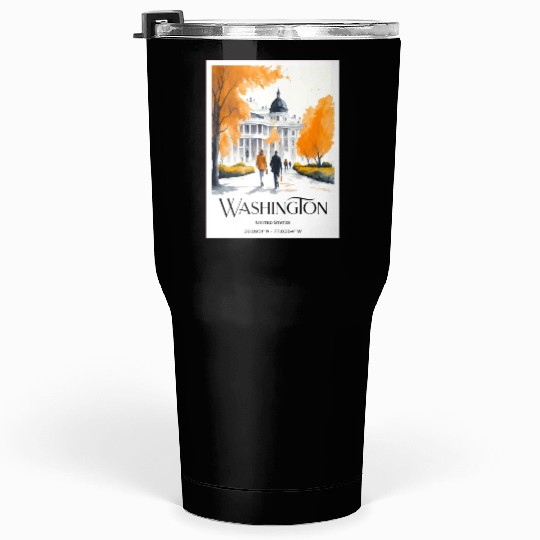 Watercolor painting loving couple in Washington DC Tumblers 30 Oz