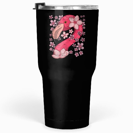 Cherry Blossom Bird Gift Sakura Pink Flamingo Tumblers 30 Oz