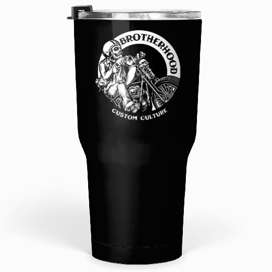 Riding brotherhood culture, skeleton riding a bike Tumblers 30 Oz