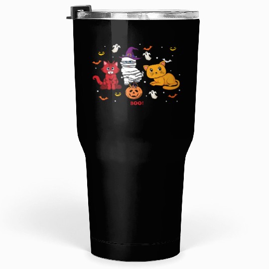 Witch Cats Kitten Funny Lazy Creepy Halloween Tumblers 30 Oz