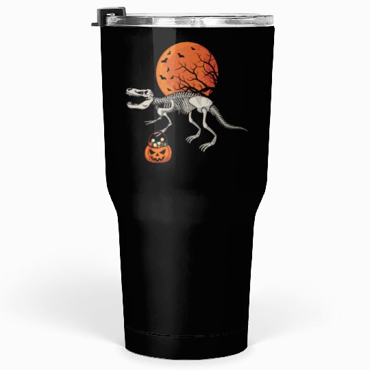 Dinosaur Skeleton Lazy Creepy Halloween Tumblers 30 Oz