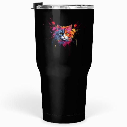 Color Explosion Persian Cat Tumblers 30 Oz