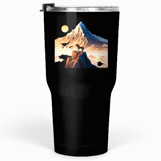 Horse running to mountain Tumblers 30 Oz