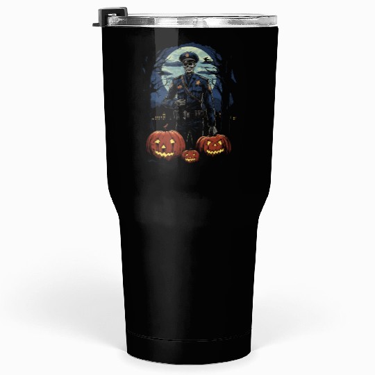 Creepy Zombie Cop Undead Police Halloween Officer Tumblers 30 Oz