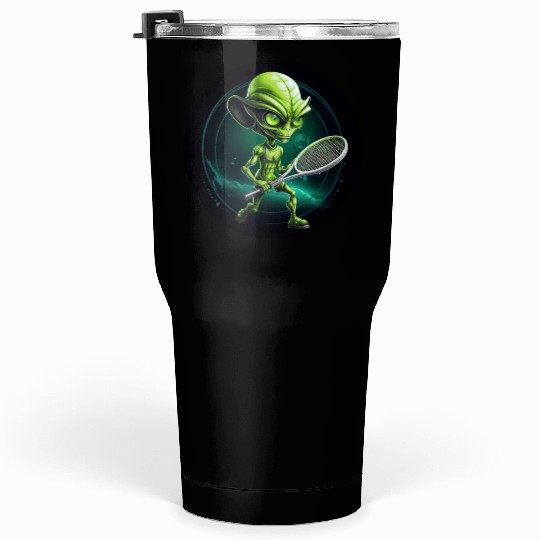 Cool Green Alien Tennis Player: Unique Sports Desi Tumblers 30 Oz