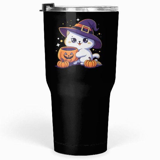 Cute Cat Halloween 3 Tumblers 30 Oz